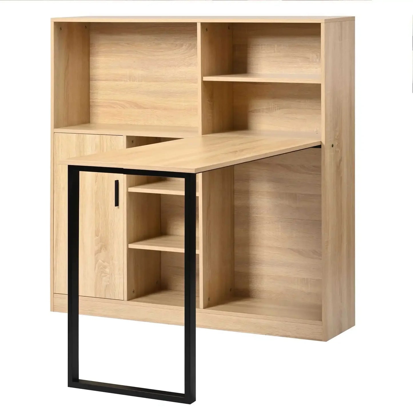 Computertisch Bücherregal-Tisch Schranktisch Arbeitstisch Schrank Schreibtisch Naturfarbe 120 cm (ohne Hocker)