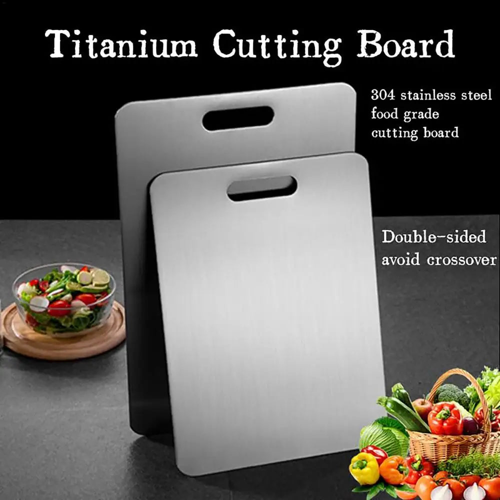 Titanium Cutting Boards for Kitchen Stainless Board 304 Steel Thickened Double Sided Food Grade Portable Fruit Meat Chopping.