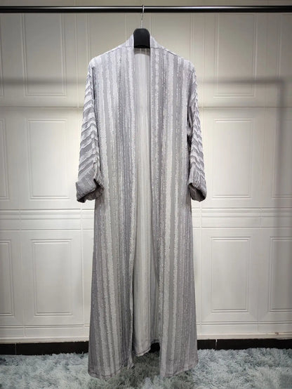 Uni Fashion Muslim Kimono Abaya Solid Striped Retro Ethnic Cardigan Robe Dubai Middle Eastern Saudi Arabia Eid Clothes 2025