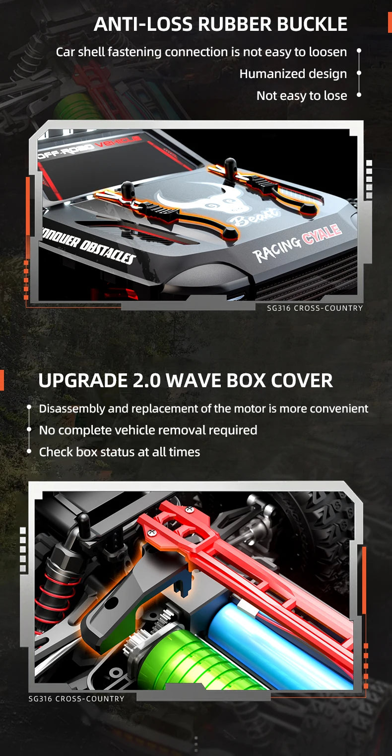 ZLL SG316 MAX 1:16 High Speed Drift Racing Car 80KM/H Brushless Motor 4WD RC Off Road Car Monster Trucks Toys for For Kids Gifts.