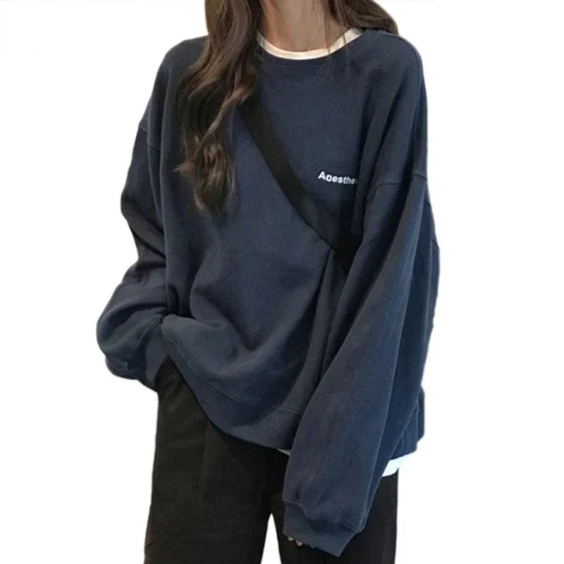 Women Sweatshirts Letter T-shirt Summer Korean Fashion Thin Chic Hoodie Shirt Long Sleeve Top Women's Loose Pullover Y2k Clothes.