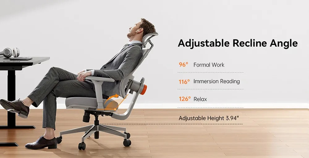 NEWTRAL MAGICH003 Ergonomischer Bürostuhl, automatisch ausgestellte Rückenlehne, adaptive Unterrückenstütze, verstellbarer Kopfstützensitz, Grau