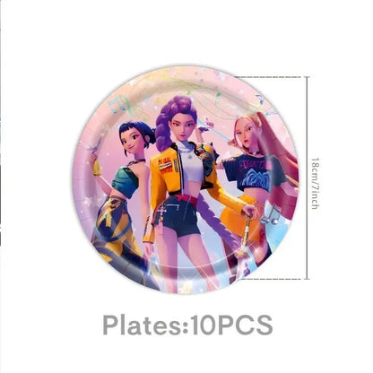 Kpop Demon Hunters Birthday Decorations Kpop Demon Hunter Birthday Theme Party Favors Supplies Plates Cup Balloons Backdrop Gift.