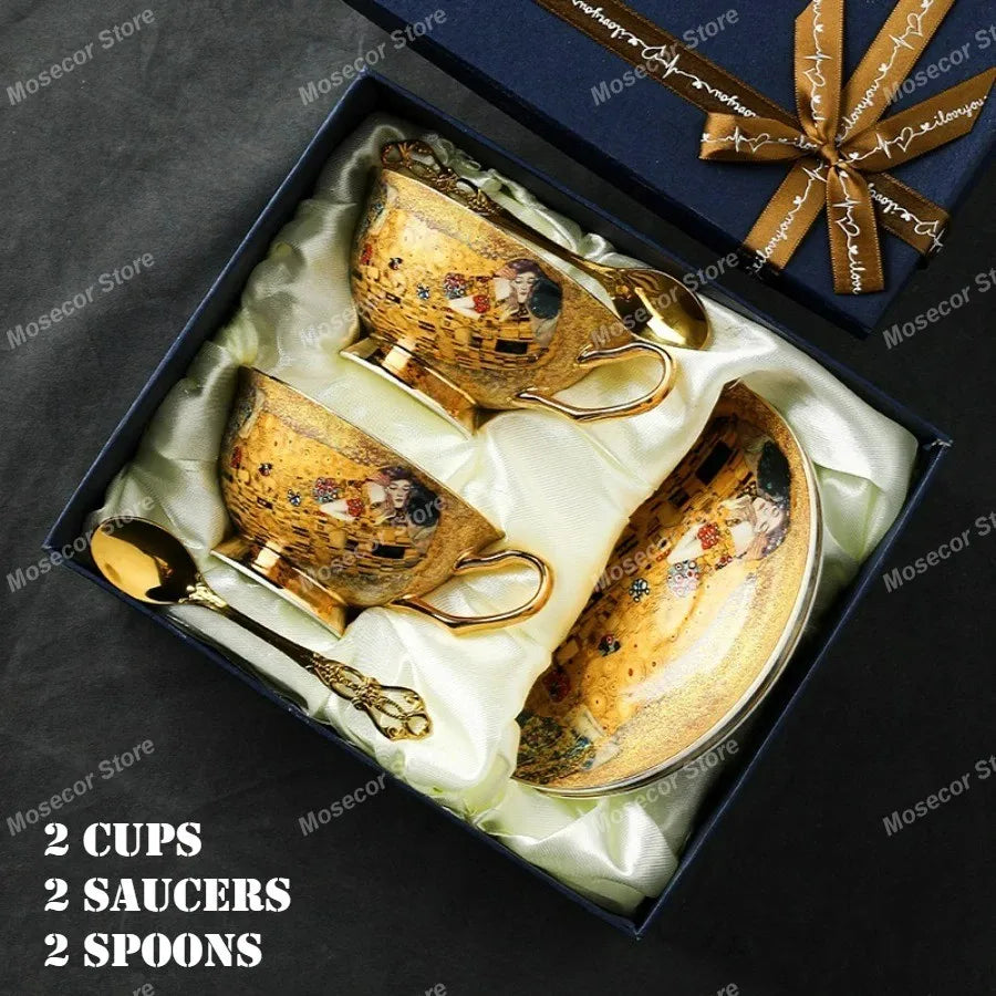 Egyptian Couple Coffee Cup European Bone China Coffee Cup Dish Set Ceramic Retro English Afternoon Tea Cup Set Coffee Mug.