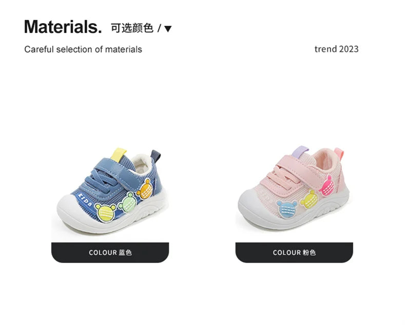 2023 New Spring Autumn Girl's Sneakers Children's Baby Mesh Breathable Casual Flats Shoes Outdoor Running Shoes.