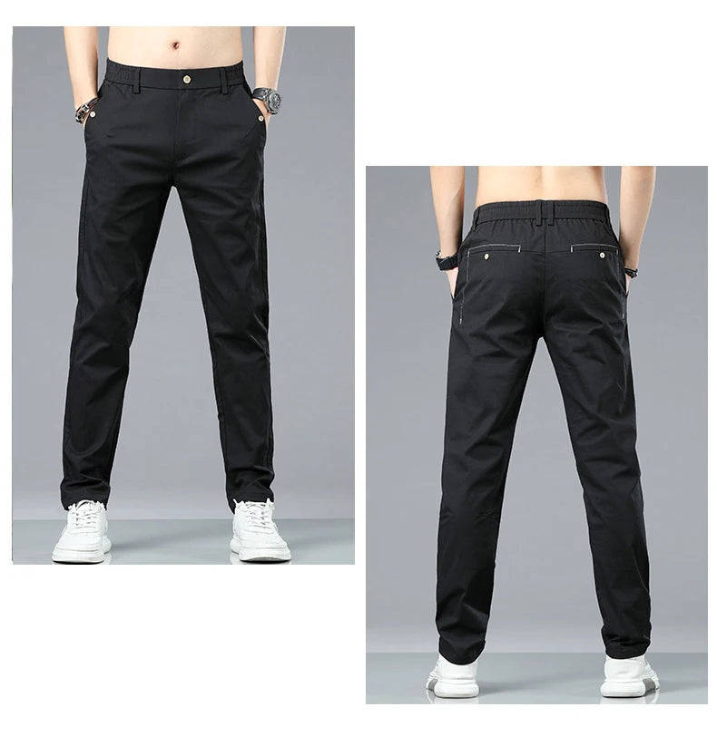 Marke Kleidung männer Casual Hosen 98% Baumwolle Dünne Business Gerade Slim Fit Klassische Hosen Stretch Frühling Sommer Männliche Hosen.