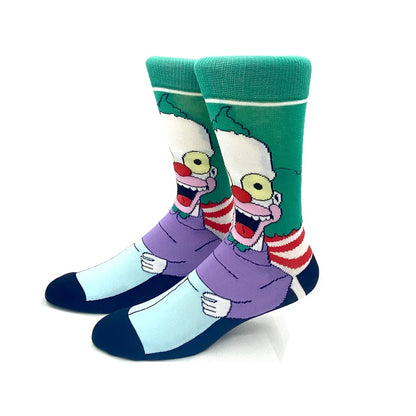 New 1 Pair The Simpsons Harajuku Women Men Socks Cartoon Personality Skateboard Socks Anime Middle Tube Cotton Unisex Socks.