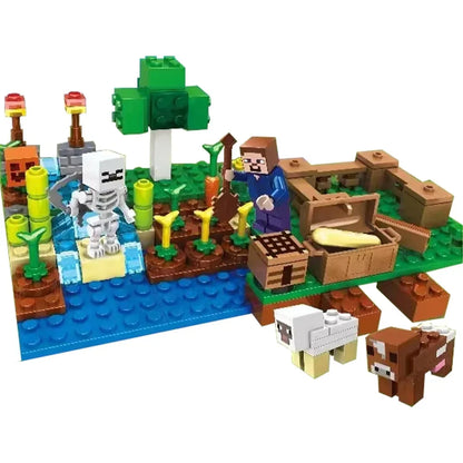 TreeHouse Village Farm Cave Mine Alex Zombie Action Figures Building Blocks Toys Gift for Children.