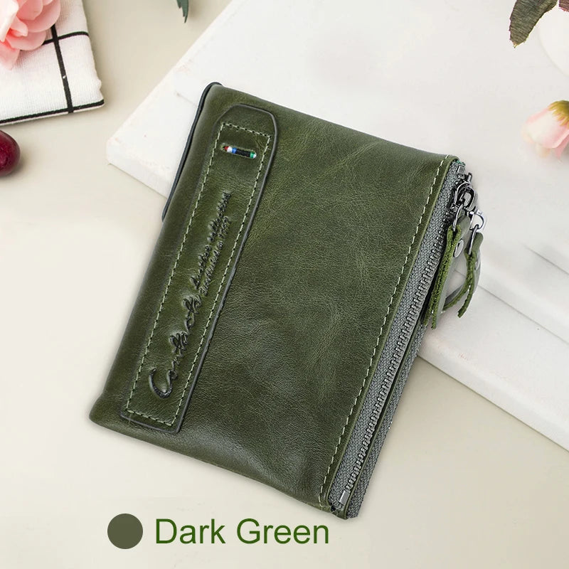 CONTACT'S Genuine Leather Short Wallets for Women Luxury Designer Coin Purse Female Money Clip Card Holder Customize Men Wallets.