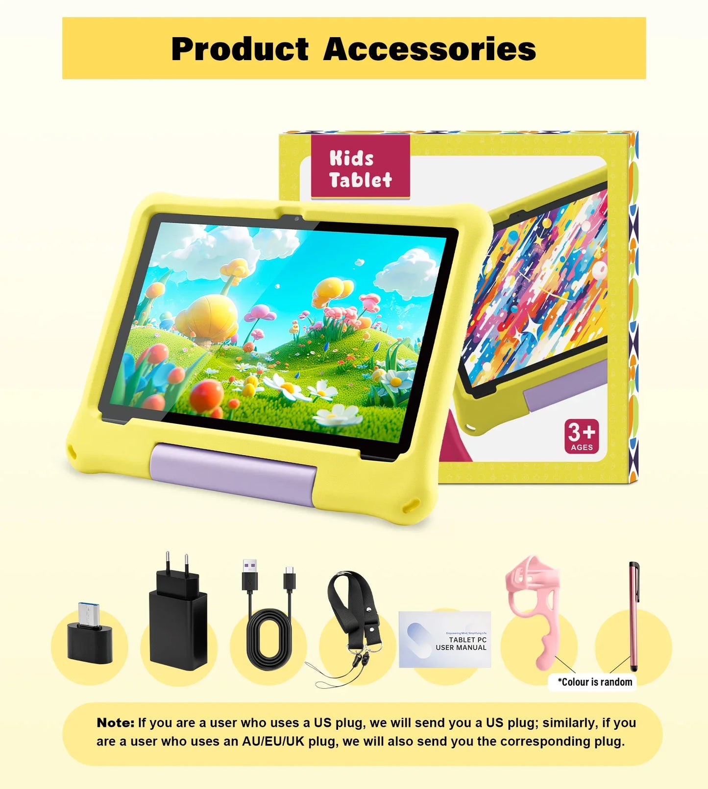 ANRY 10.1 inch Kids Android 15 Tablet 8GB (4+4GB) RAM 64GB ROM 5000Mah Octa-core 5G Wifi Children's Learning Educational Tablets.