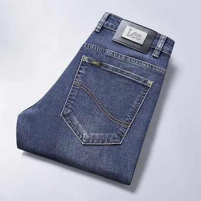 Lee Dex Jeans Men's Autumn/winter New Loose-fit Straight-leg Versatile Mid-age Men's Wear Business Casual Long Pants.