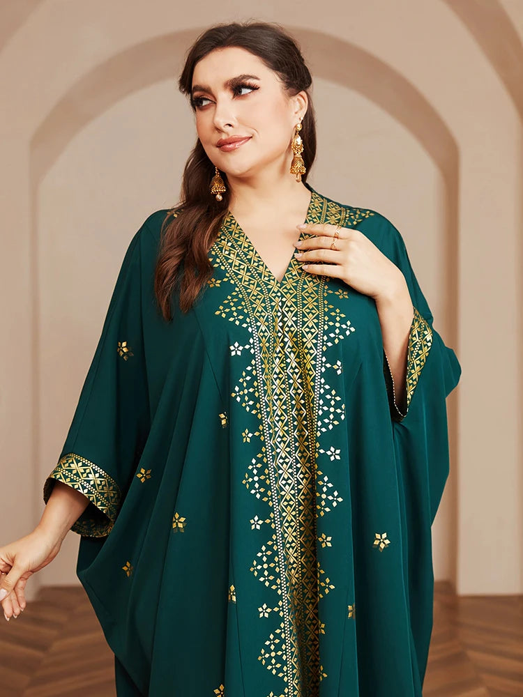 Wow! Langarm-Abaya in Übergröße mit Goldfolie – atemberaubendes arabisches Kleid, steigern Sie Ihren Stil für jede Veranstaltung!.
