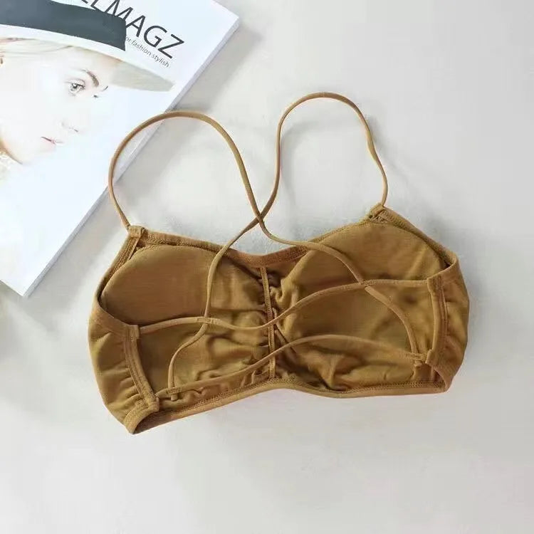 1pcs Womens Top Cross Strap Sports Bra Thin Push Up Sport Bra Yoga Gym Crop Tops Brassiere Fitness Breathable Girls Student Bras.