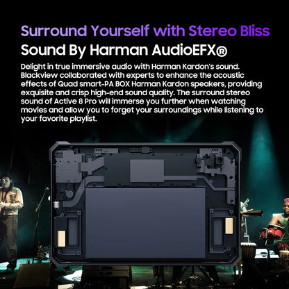 Blackview Active 8 Pro Rugged Tablets Android 14 10.36" 2.4K Display Helio G99 16GB 256GB Tablet PC 22000mAh.