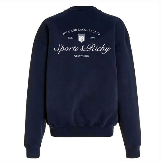 Sprot Make You Wellness Letters Printed Retro Cotton Crewneck Sweatshirt Women Oversized Casual Autumn Tops Ins Fashion Jumpers.