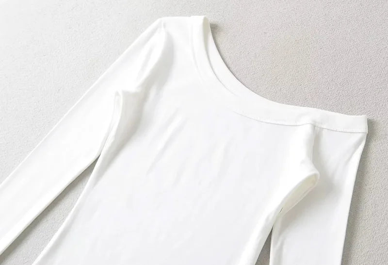 Women One Shoulder Long Sleeve Fitted Top