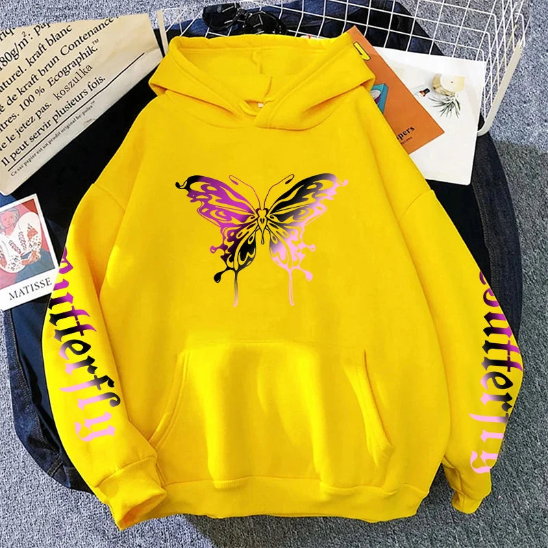 Women's Sweatshirt Butterfly Printed Y2K Hoody Coat All Season Female Daily Casual Fashion Pullover Home Outdoor Comfort Hoodies.