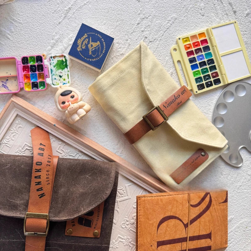 Öl Wachs Leder Bleistift Tasche Wasserdichte Leinwand Vorhaut Karabiner Künstler Student Reise Tragbare Lagerung Tasche Kunst Liefert.