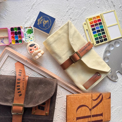 Öl Wachs Leder Bleistift Tasche Wasserdichte Leinwand Vorhaut Karabiner Künstler Student Reise Tragbare Lagerung Tasche Kunst Liefert.