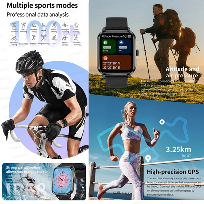 New 1.95" Smart Watch women Voice Call Heart rate Blood Pressure Custom Watches dial GPS Sport trajectory Smartwatch Men Women.