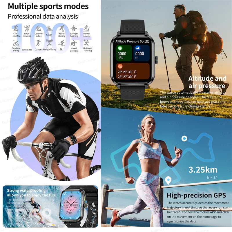 New Women Smart Watch GPS Compass Sport watch Men 1.95" AMOLED Screen Bluetooth Call HeartRate Smart Watch For Xiaomi Huawei IOS.