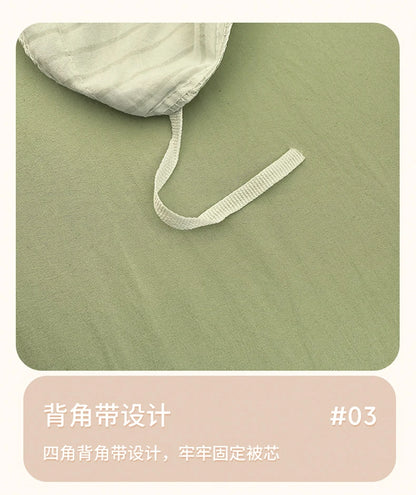 Washed Cotton Duvet Cover Set Quilt Set Ins Nordic Minimalist Style Grey Strip Bed Set Home Textile Bedding Set Bed Sheets 2025.