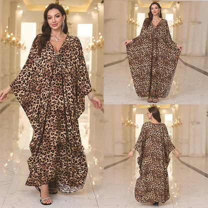 Kaftan-Kleider für Damen, Wellenhals-Badeanzug, Überwurf, Kaftan-Kleid, Übergröße, übergroßes langes Strandkleid.