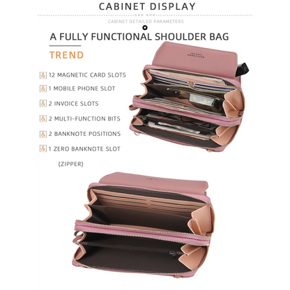 Personalized Name Women's Fashion Multi Functional Wallet Large Capacity Shoulder Bag with Double Zipper Versatile Women's Bag.