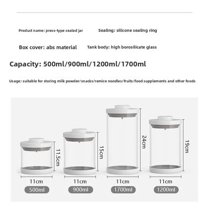 Square press storage tank sealed tank kitchen grains plastic candy jar fruit powder box transparent storage tank