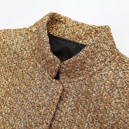 2023 Autumn/Winter New Product Women's New Fashion and Casual Versatile Stand up Collar Long Sleeve Beaded Jacket Coat.