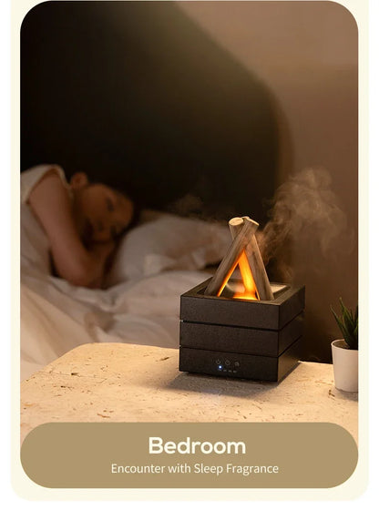 280ml Flame Aroma Diffuser USB Air Humidifier Colorful Atmosphere Light and Remote Control Bonfire Essential Oil Aroma Diffuser.