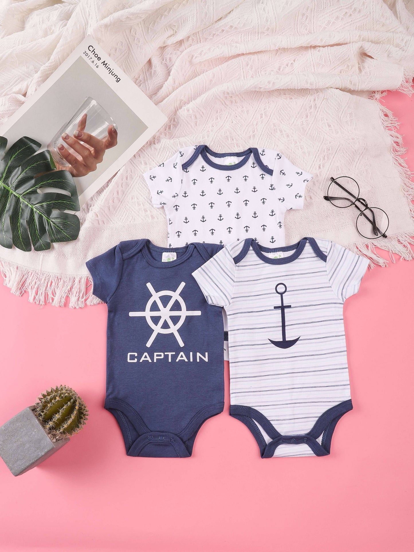 3PCS Sommer Jungen und Mädchen Nette Muster Hoodie Set Kurzarm Dreieck Overall Neugeborenen Baumwolle Bequeme Overall Pyjamas