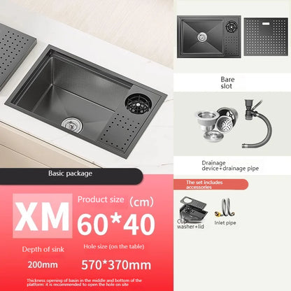 Cup Washer Hidden Bar Kitchen Sink Stainless Steel Invisible Single Sinks with Lid Garden Hotel Apartment Small Basin