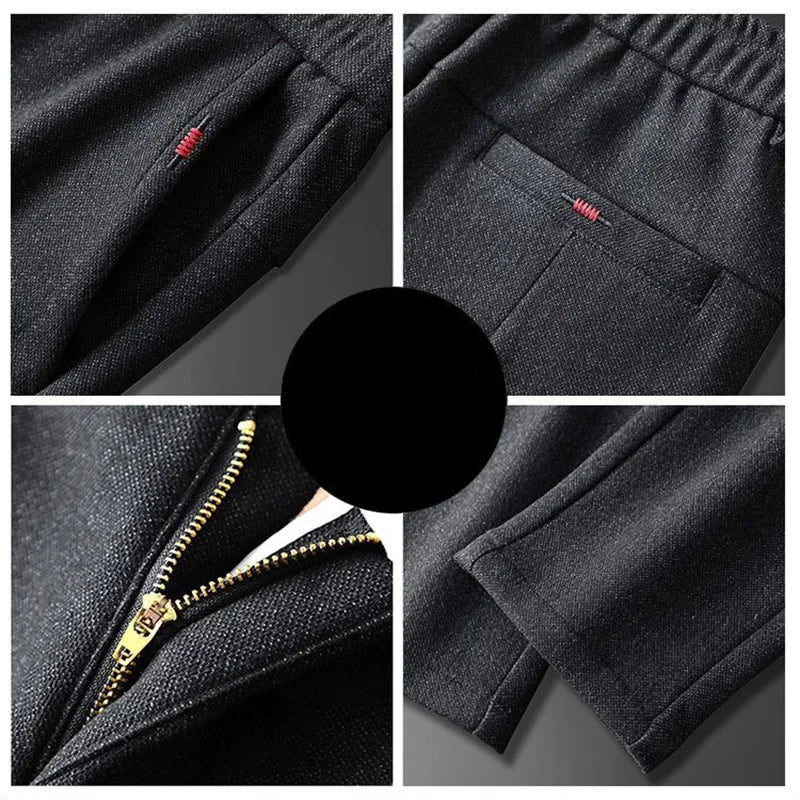 Men's Straight Leg Long Daily Pants Casual Straight Slim Fit Narrow Leg Trousers Stylish Male Suit Work Fashion Blue Gray Pants.