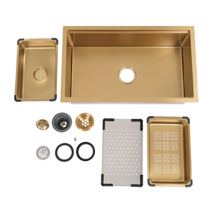 Gold 30 × 18 × 9 Inch 304 Stainless Steel Sink Undercarriage Kitchen Sink Stainless Steel Sink For Restaurants Dessert Shops Etc