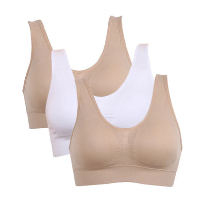 3PCS/lot Seamless Bra With Pads Plus Size Bras For Women Active Bra Wireless Brassiere Push Up Big Size Vest Wireless BH 5XL.