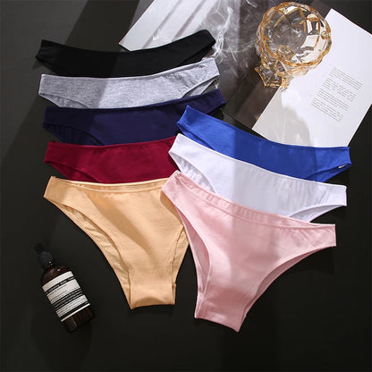 FINETOO 5PCS/Set M-XXL Panties Women Cotton Lingerie Woman Underwear Sexy Femme Underwear Girls Underpant Panty 7 Solid Colors.