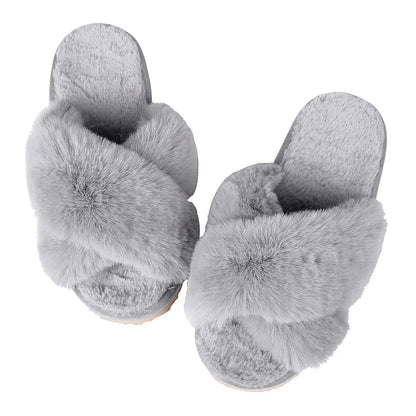 Litfun Fashion Fur Slippers For Women Winter Soft Bottom Cozy Fur Flip Flops Female Indoor Home Fluffy Short Plush Fuzzy Slides.