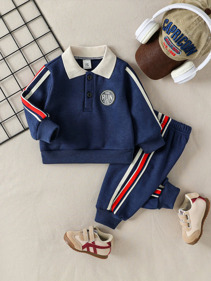 2Pcs 2025 New Style Autumn Winter Baby Boys Long Sleeve Sweatshirt &Pant Casual Sports Suit Western Fashion Clothes Set For 1-3Y.