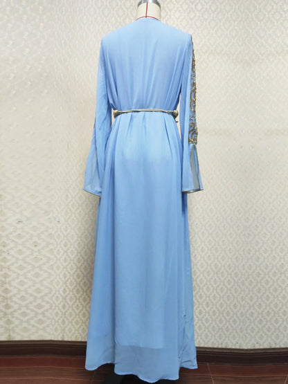 Mesh Stickerei Abaya Frauen Muslimischen Lange Maxi Kleider Oman Türkei Arabisch Kaftan Eid Party Kleid Marokko Abend Jalabiya Vestidos.