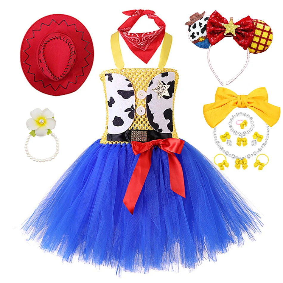 Woody Jessie Toy Story Cowboy Performance Kostüm Sets Mädchen Cartoon Tutu Kleid Kinder Disney Cosplay Karneval Party Kleidung.