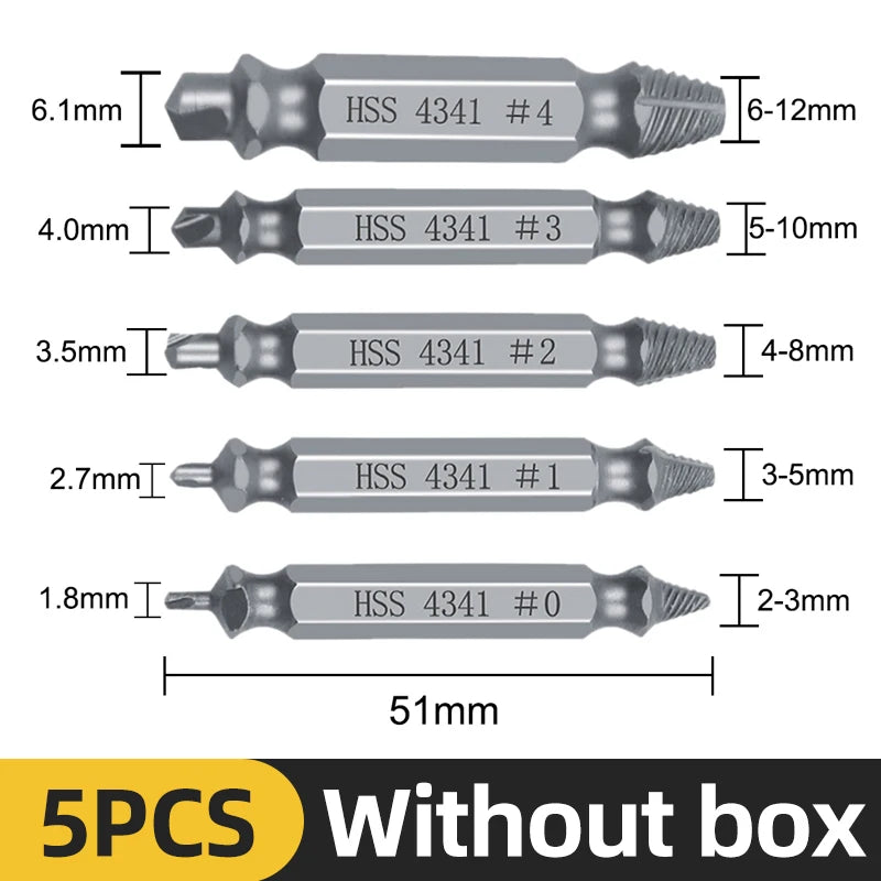 TOOLEYE Beschädigte Schraube Extractor Set Zentrum Bohrer Set Holzbearbeitung Werkzeuge Gebrochene Bolzen Extractor Schrauben Schrauben Entferner Extractor