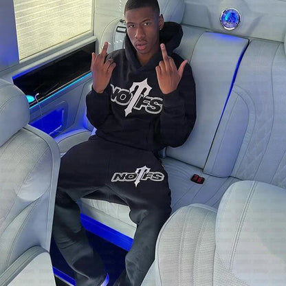 Streetwear Sportswear Set NOFS Printed Loose Hoodie Sweatshirt Men Women Casual Pants Autumn Winter Fashion Outfit.