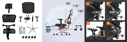 Newtral Stuhl Pro nt002 adaptive untere Rückenlehne ergonomischer Stuhl, verstellbare Armlehne Kopfstütze Fuß stütze, 4d Mesh