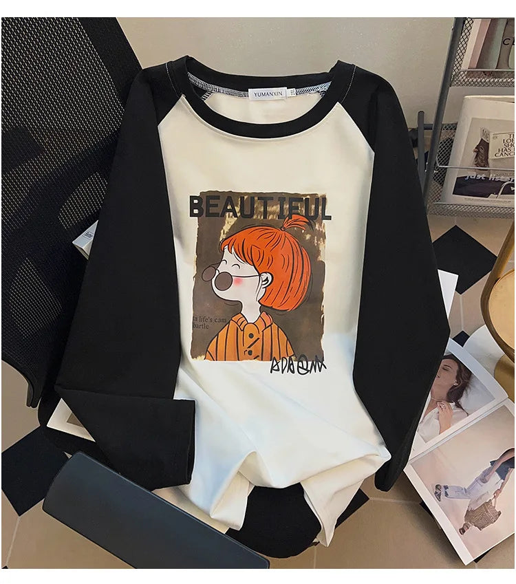 170kg Plus Size Damen Büste Herbst lässig Mode bedruckt Sweatshirt lose Langarm Top 6xl 7xl 8xl 9xl 10xl 11xl.