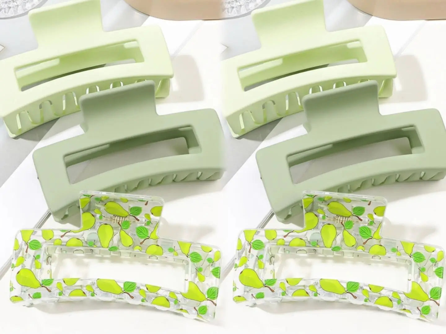 3 Pcs Frosted Cream Color Transparent Fruit Shark Scratch Clip-ins Style Back of Head Premium Wind Plate Women Hair Accessories