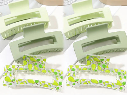 3 Pcs Frosted Cream Color Transparent Fruit Shark Scratch Clip-ins Style Back of Head Premium Wind Plate Women Hair Accessories