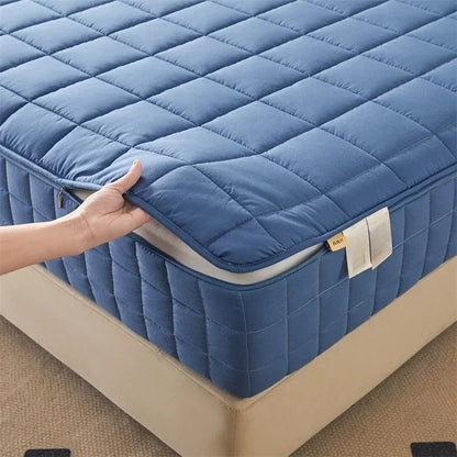 Breathable Quilted Mattress Protector with Soybean Fiber Padding Hypoallergenic Skin-Friendly Cover Machine Washable 720° Cover