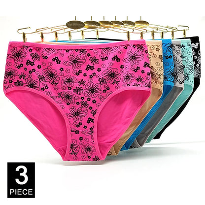 Women Panties Cotton Underwear Plus Size Briefs Female Knickers Lady Lingerie Girl intimate Underpants 3 Pieces/lot.