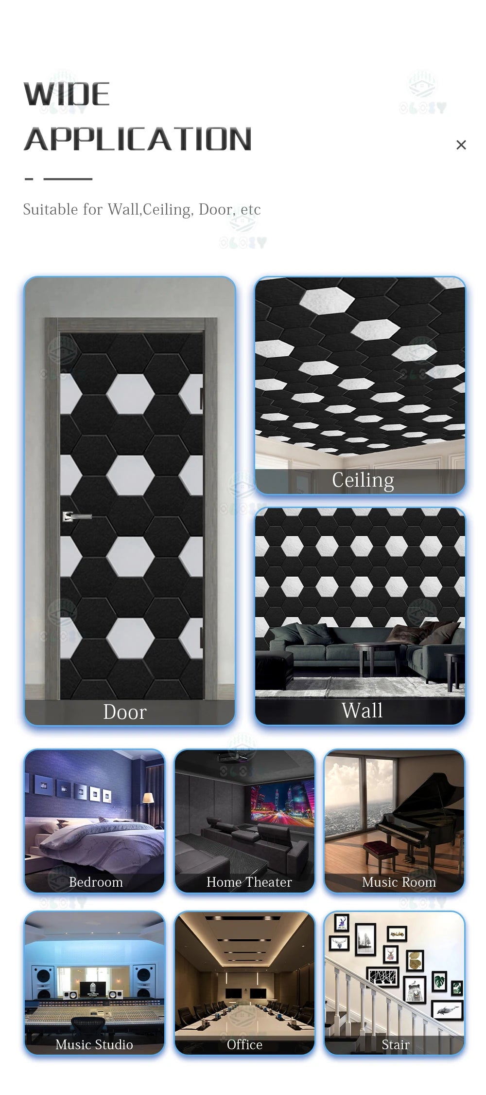 Sound Absorbing Wall Panels Hexagon 6 Pcs Bedroom Acoustic Insulation Sound-absorbing Panels Decor Acoustic Absorption Panel